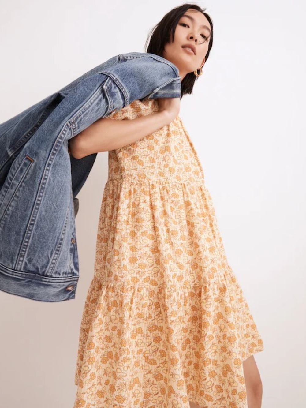 Eyelet-Trim Tiered Mini Dress in Piccola Floral